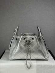 Uubags Chanel 25 Mini Handbag Metallic Grained Calfskin & Silver-Tone Metal Silvery 20x22x12.5cm  - 1