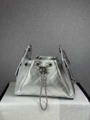 Uubags Chanel 25 Mini Handbag Metallic Grained Calfskin & Silver-Tone Metal Silvery 20x22x12.5cm  - 6