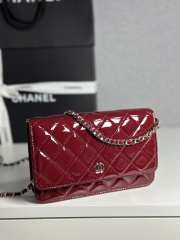 Uubags Chanel Classic Wallet on Chain Patent Leather & Silver-Tone Metal Red 12.3x19.2x3.5cm - 3