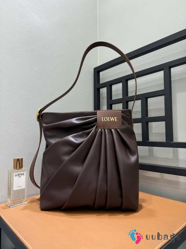 Uubags Loewe Draped Tote Bag In Dark Brown 29x13x30cm - 1