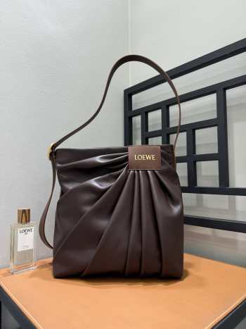 Uubags Loewe Draped Tote Bag In Dark Brown 29x13x30cm