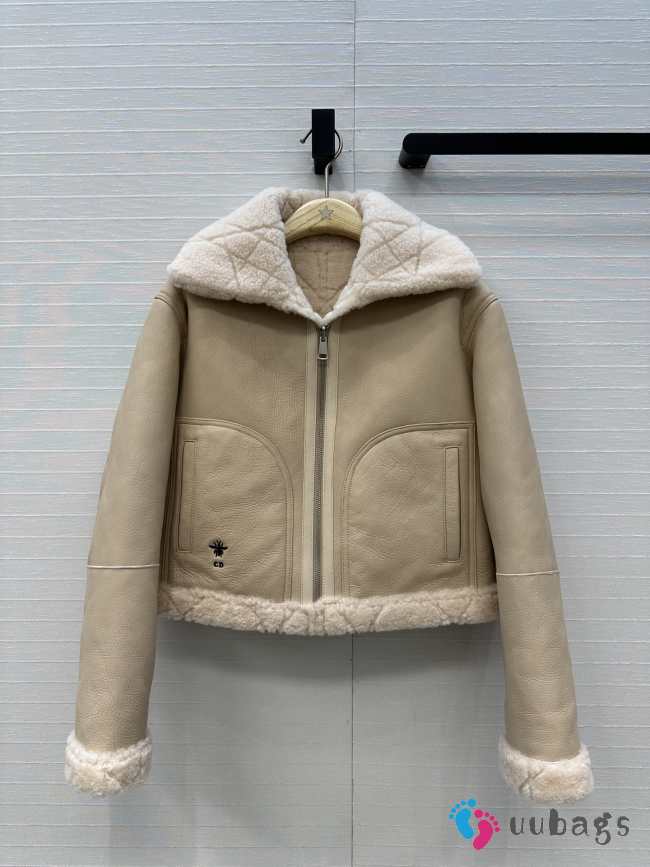 Uubags Miss Dior Shearling Jacket In Beige - 1