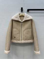 Uubags Miss Dior Shearling Jacket In Beige - 1