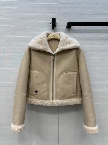 Uubags Miss Dior Shearling Jacket In Beige