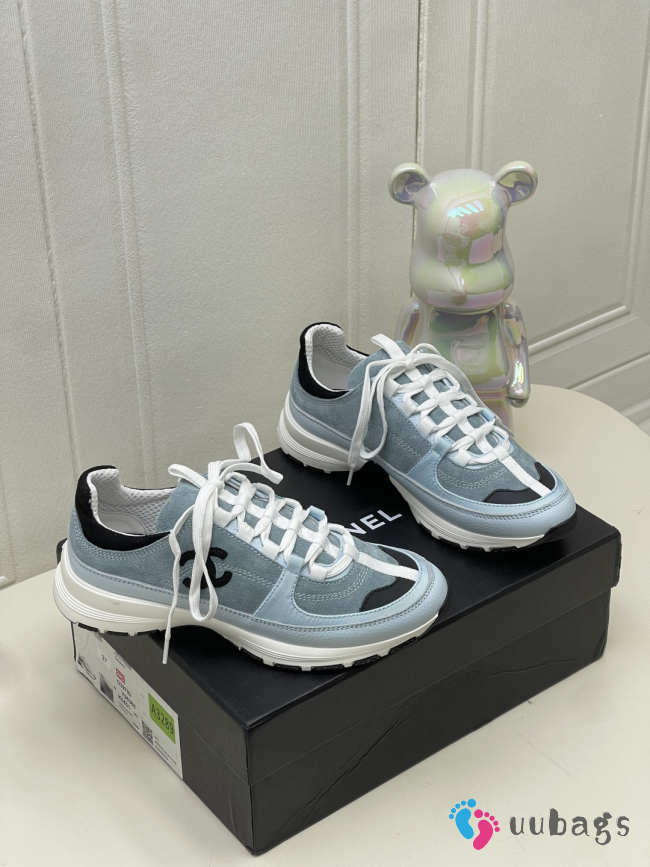 Uubags Chanel Sneakers Suede & Calfskin In Light Blue - 1