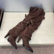 Uubags YSL Suede knee-high boots in dark brown 9.5cm - 1