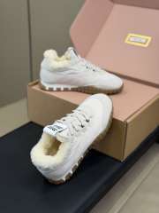 Uubags Miu Miu Leather and Shearling Sneakers White - 5