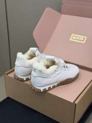Uubags Miu Miu Leather and Shearling Sneakers White - 4