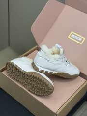Uubags Miu Miu Leather and Shearling Sneakers White - 3