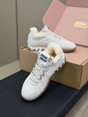 Uubags Miu Miu Leather and Shearling Sneakers White - 2