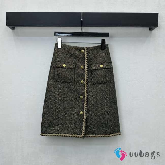 Uubags Chanel Skirt Tweed In Gold & Black - 1