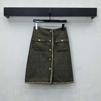 Uubags Chanel Skirt Tweed In Gold & Black
