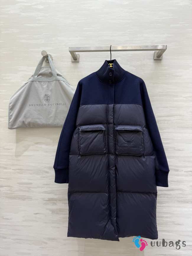 Uubags Brunello Cucinelli Wool & Nylon Down Coat Dark Blue - 1