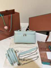 Uubags Loro Piana Extra Pocket L19 Monitor Lizard Bag In Light Blue 11x19x6.5cm - 6