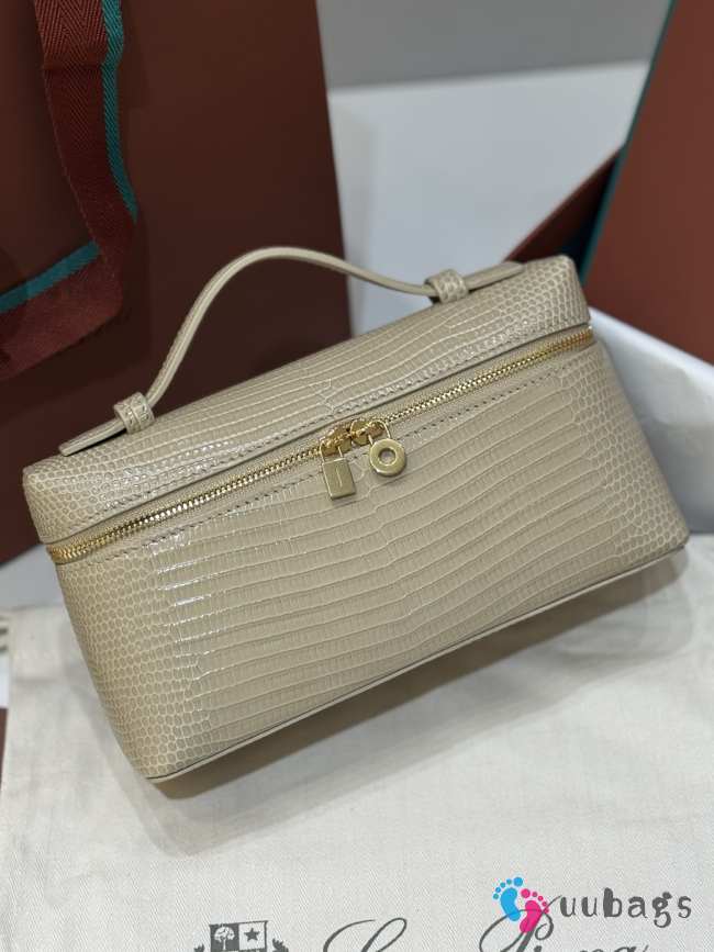 Uubags Loro Piana Extra Pocket L19 Monitor Lizard Bag Orix/Sun Gold 11x19x6.5cm - 1