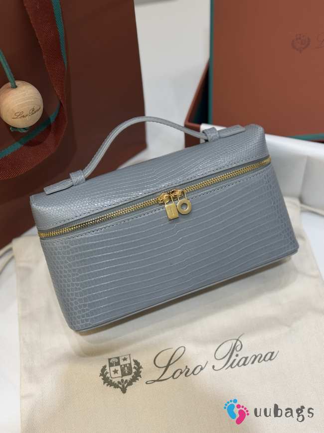 Uubags Loro Piana Extra Pocket L19 Monitor Lizard Bag Blue/Sun Gold 11x19x6.5cm - 1