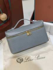 Uubags Loro Piana Extra Pocket L19 Monitor Lizard Bag Blue/Sun Gold 11x19x6.5cm - 1