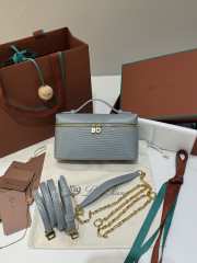 Uubags Loro Piana Extra Pocket L19 Monitor Lizard Bag Blue/Sun Gold 11x19x6.5cm - 6