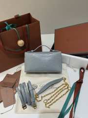 Uubags Loro Piana Extra Pocket L19 Monitor Lizard Bag Blue/Sun Gold 11x19x6.5cm - 5