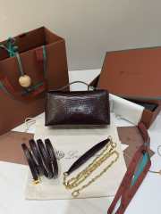 Uubags Loro Piana Extra Pocket L19 Monitor Lizard Bag Chocolate/Sun Gold 11x19x6.5cm - 5