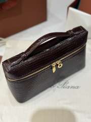 Uubags Loro Piana Extra Pocket L19 Monitor Lizard Bag Chocolate/Sun Gold 11x19x6.5cm - 4