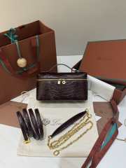 Uubags Loro Piana Extra Pocket L19 Monitor Lizard Bag Chocolate/Sun Gold 11x19x6.5cm - 2