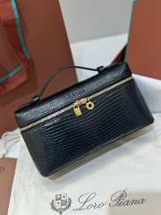 Uubags Loro Piana Extra Pocket L19 Monitor Lizard Bag Black/Sun Gold 11x19x6.5cm - 1