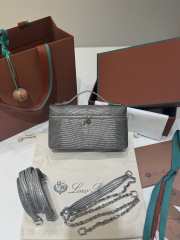 Uubags Loro Piana Extra Pocket L19 Monitor Lizard Bag Grey/Silver 11x19x6.5cm - 6