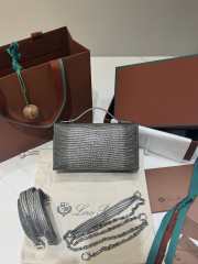 Uubags Loro Piana Extra Pocket L19 Monitor Lizard Bag Grey/Silver 11x19x6.5cm - 2