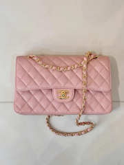Uubags Chanel classic double flap bag in pink caviar leather with gold-tone hardware 23.5x14x6.5cm - 1