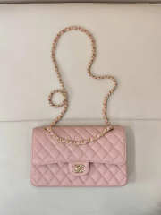Uubags Chanel classic double flap bag in pink caviar leather with gold-tone hardware 23.5x14x6.5cm - 4