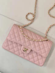 Uubags Chanel classic double flap bag in pink caviar leather with gold-tone hardware 23.5x14x6.5cm - 3