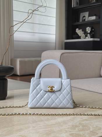 Uubags Chanel Kelly 25C Lambskin Letaher Light Blue Bag 13x19x7cm