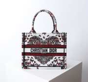 Uubags Dior Small Book Tote Bag Butterfly Embroidery in Red and Black 26.5x21x14cm - 1