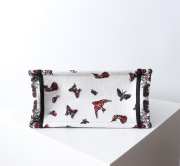 Uubags Dior Small Book Tote Bag Butterfly Embroidery in Red and Black 26.5x21x14cm - 2