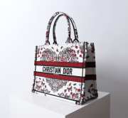 Uubags Dior Medium Book Tote Bag Butterfly Embroidery in Red and Black 36.5x28x14cm - 5