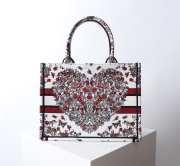 Uubags Dior Medium Book Tote Bag Butterfly Embroidery in Red and Black 36.5x28x14cm - 3