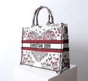 Uubags Dior Large Book Tote Bag Butterfly Embroidery in Red and Black 41.5x34.5x16cm - 4