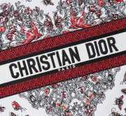 Uubags Dior Large Book Tote Bag Butterfly Embroidery in Red and Black 41.5x34.5x16cm - 2