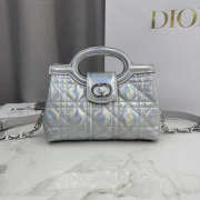 Uubags Dior Jolie Top Handle Mini Bag Metallic Silver-Tone Cannage Calfskin 18.5x13x8.5cm - 1