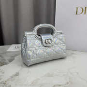 Uubags Dior Jolie Top Handle Mini Bag Metallic Silver-Tone Cannage Calfskin 18.5x13x8.5cm - 6