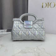 Uubags Dior Jolie Top Handle Mini Bag Metallic Silver-Tone Cannage Calfskin 18.5x13x8.5cm - 2