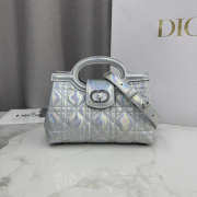Uubags Dior Jolie Top Handle Mini Bag Metallic Silver-Tone Cannage Calfskin 18.5x13x8.5cm - 3