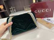 Uubags Gucci Green Velvet GG Marmont Metelasse Shoulder Bag 26x15x7cm (L) - 2