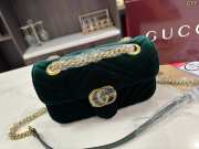 Uubags Gucci Green Velvet GG Marmont Metelasse Shoulder Bag 26x15x7cm (L) - 3