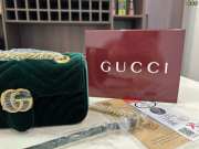 Uubags Gucci Green Velvet GG Marmont Metelasse Shoulder Bag 26x15x7cm (L) - 5
