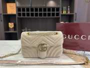 Uubags Gucci Beige Velvet GG Marmont Metelasse Shoulder Bag 26x15x7cm (L) - 1
