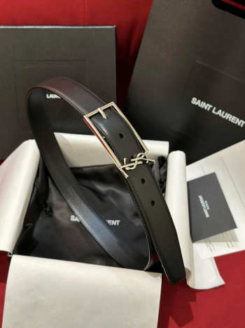 Uubags YSL Cassandre smooth leather buckle belt black 3cm