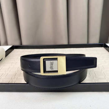 Uubags YSL LA 66 buckle belt in lacquered leather black with silver logo 3cm