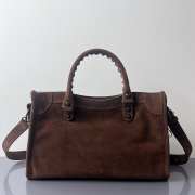 Uubags Balenciaga Le City bag small in light espresso waxed suede calfskin, brass hardware  - 6